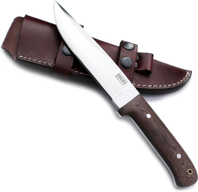 GCS Custom Handmade Brown Micarta Handle D2 Tool Steel Knives Buffalo Hide Sheath GCS 135