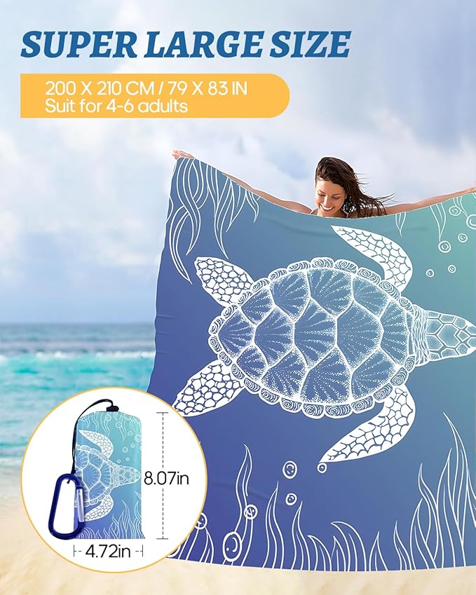 Beach Blanket Waterproof Sandproof Picnic Blankets Extra Large Beach Mat 79" X 83" for 4-6 Adults Oversized Picnic Mat for Outdoor Travel Camping Hiking (Style 1)