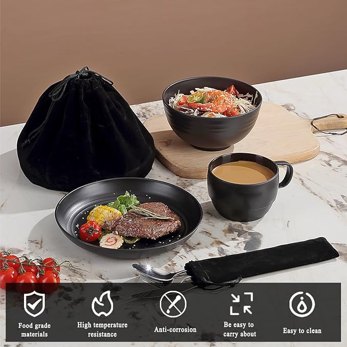 Berglander Camping Mess Kits, Camping Silverware Set Spoons Forks Knives, Camping Essentials Gear, Camping Accessories for Travel, Camping, Picnic, Outdoor, Easy to Carry and Clean
