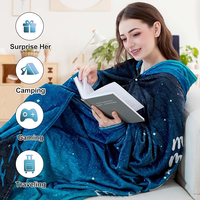 Camping Wearable Blanket Hoodie - Camping Gifts for Women Men - Camper Blanket Gift for Camper Outdoor - Camping Essentials Accessories - Camp Decor for Bedding RV Campsite Travel Hiking 70"x60"