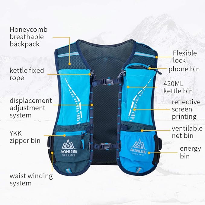 AONIJIE Running Hydration Vest Backpack for Women and Men Lightweight Trail Running Pack Outdoors Trail Race Hiking 5L