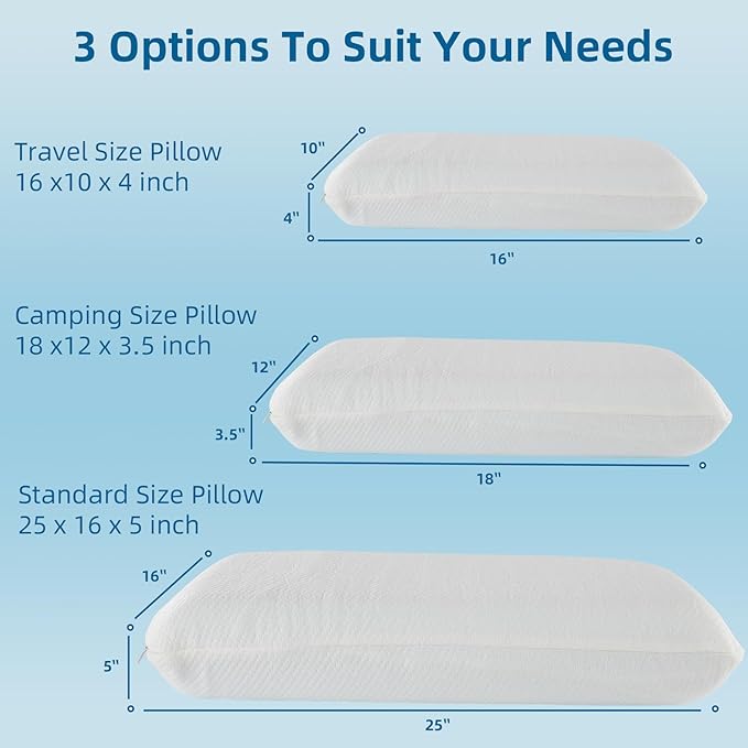 Small Travel Pillow,Memory Foam Travel & Camping Pillow for Adults with Storage Bag,Backpacking, Airplane, Car Travel,Easy to Carry Compact Portable Pillow for Sleeping with Machine Washable Cover