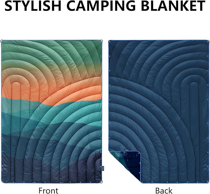 Camping Blanket,Lightweight Down Alternative Puffy Printed Camping Blanket Packable Outdoor Blanket for Camping,Traveling, Stadium, Hiking, Picnics