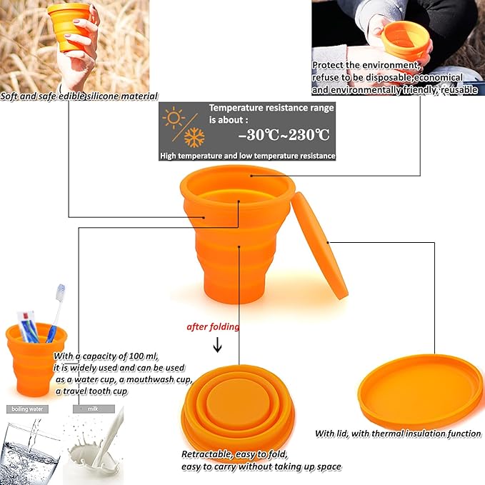 Camp Mess Kit Include Collapsible Bowls for Camping,Collapsible Cup with Lid,Camping Utensils for Hiking, Backpacking, Lunch, Beach Camping Bowl and Utensil Set