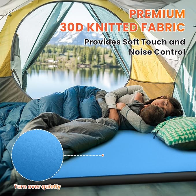 Self Inflating Sleeping Pad with Built-in Electric Pump, 4" Ultra Thick Memory Foam Double Camping Mattress, Fast Deflating Camping Sleeping Pad, 4 Season Insulated Sleeping Pad for Camping, Tent, Car