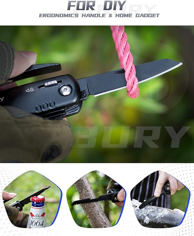 BIBURY Hammer Multitool Camping Tool, 12-in-1 Survival Gear Outdoor Multi Tool with Safety Lock, Cool Gadgets Survival EDC Multi-Tool for Outdoor, Camping, Hiking, Survival