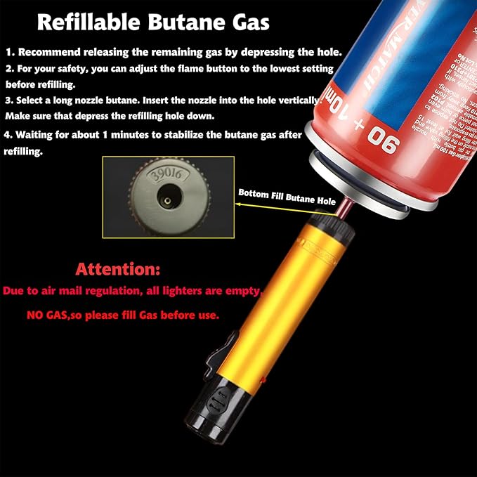 5 Pack of Torch Lighter, Jet Flame Lighter Refillable Butane Gas, Portable Windproof Jet Torch Lighter Adjustable Flame Lighter for Kitchen,Outdoor,Candle,Camping (Without Butane Gas)-Soild Color