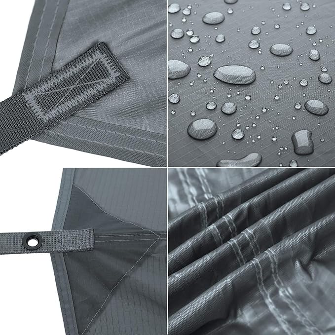 FREE SOLDIER Waterproof Portable Tarp Multifunctional Outdoor Camping Traveling Awning Backpacking Tarp Shelter Rain Tarp (Gray Upgrade)