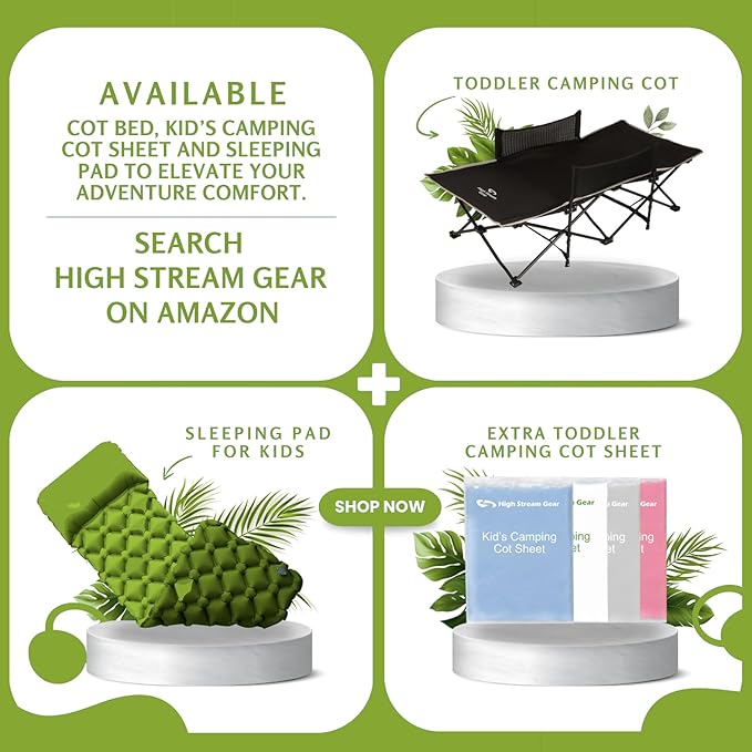 Kids Sleeping Pad for Camping and Sleepovers with Pillow, Inflatable Camping Mattress for Backpacking & Travel, Thick Toddler Cot Mat, Fast Inflating Camping Sleeping Pads for Kids