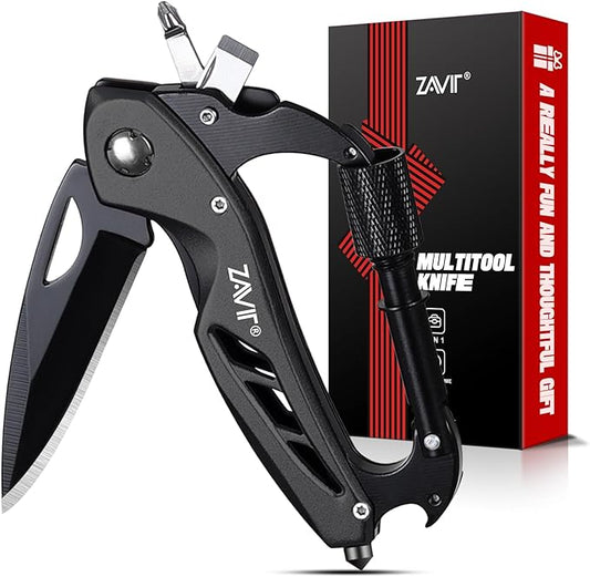 Multitool with Pocket Knife, Stocking Stuffers for Men Gifts, Christmas Birthday Gifts for Brother Uncle Guy, Gifts Idea for Men, Groomsmen Gifts, Self Defense Keychain, Camping Essentials