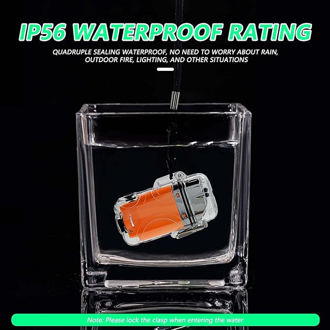 BABOBIU Electric Lighter Rechargeable USB Lighter Windproof Waterproof Portable Camping Lighter with Type-C Fast Charging for Camping, Hiking, Adventure (Orange)