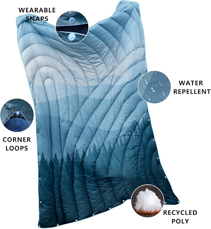 Camping Blanket,Lightweight Down Alternative Puffy Printed Camping Blanket Packable Outdoor Blanket for Camping,Traveling, Stadium, Hiking, Picnics