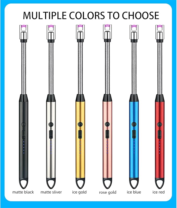 Electric Candle Lighter, Upgraded Lighter Rechargeable USB Lighter with LED Indicator, Flexible Long Neck Lighters for Candles, Camping, BBQs, Gas Stoves