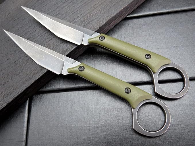 GTK140 Fixed Blade Knife, D2 Steel Blade G10 Handle EDC Tool Knife for Outdoor Camping Hiking Hunting (Army Green)