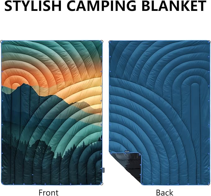 Camping Blanket,Lightweight Down Alternative Puffy Printed Camping Blanket Packable Outdoor Blanket for Camping,Traveling, Stadium, Hiking, Picnics