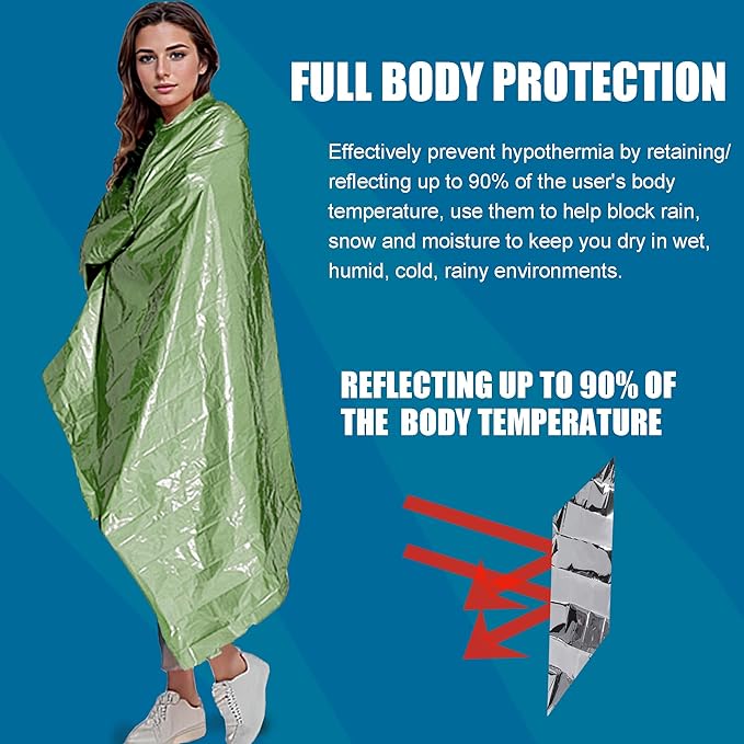 Emergency Mylar Thermal Blanket 82 * 64 in(4 Pack), Gigantic Space Blanket, Survival Blankets Heavy Duty Camping Gear, First Aid, Silver…