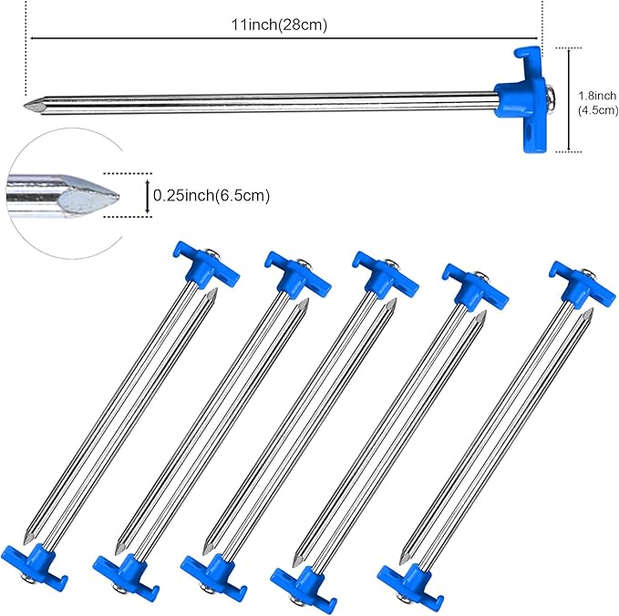 ABCCANOPY Tent Stakes 11" Camping Tent Stakes, 10pc-Pack (Blue)