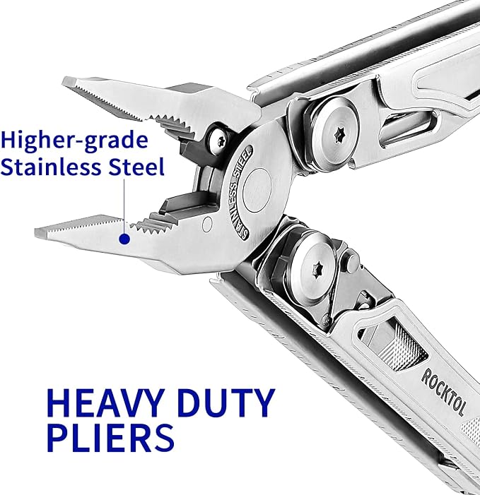 Multitool, 29-in-1 Multitool Pliers with Replaceable Wire Cutters and Saw, Heavy-duty Stainless Steel Multitool Set and Nylon Sheath for Camping Survival multitool for Man