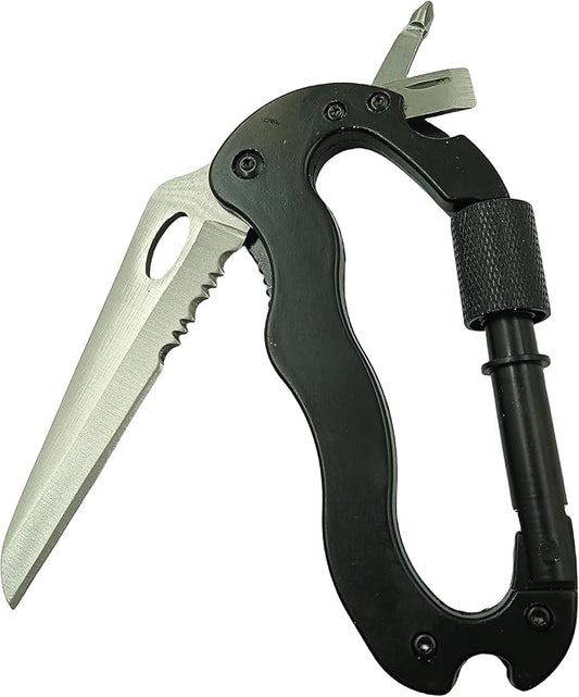 Multitool Carabiner with Folding Knife, EDC Keychain Carabiner Built in Pocket Knives and Screwdriver, Survival Gear for Outdoor Camping Hiking