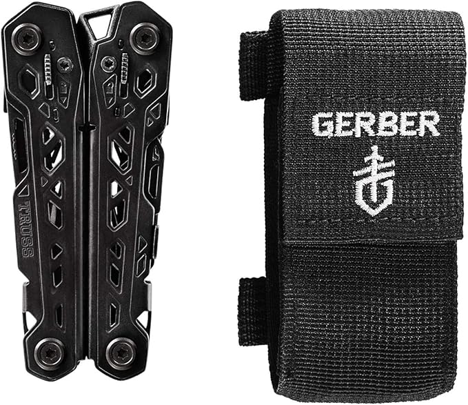 Gerber Gear Truss 17-in-1 Needle Nose Pliers Multi-tool with MOLLE Sheath - Multi-Plier, Pocket Knife, Serrated Blade, Screwdriver, Bottle Opener - EDC Gear and Equipment - Black