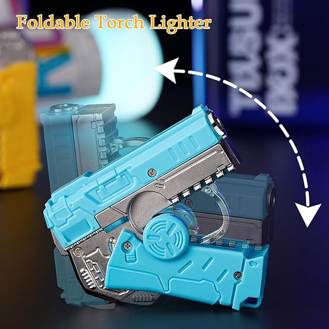 Torch Lighter, Foldable Cool Design Lighters, Windproof Adjustable Jet Flame Lighter Butane Refillable, Great Gifts for Men Women, Lighters for Candle, Kitchen, Camping, BBQ(Without Gas)-Purple