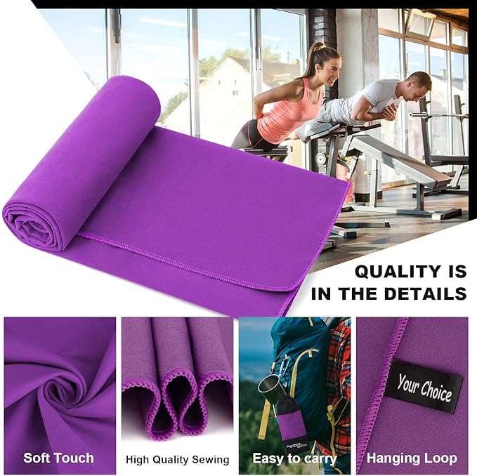 Your Choice Microfiber Travel Towel, Fast Drying Towel for Camping, Travel, Beach, Gym, Backpacking, Sports and Swimming. Sweat Absorbent, Lightweight and Ultra Compact