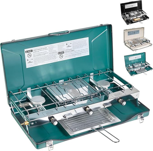 Camping Stove 3 Burner 20400 BTU Propane Portable Stove with Regulator, Toast Tray, Windshield for Car Camping BBQ Picnics Outdoor Cooking Camping Gas Stove