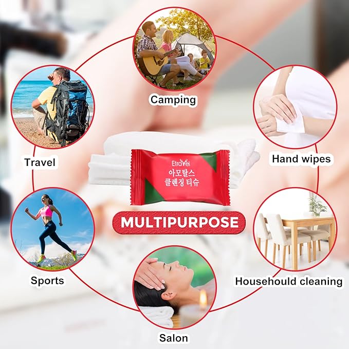GXF Compressed Towel, Portable Cotton Hypoallergenic Travel Washcloths Tablet Coin Wipes Dehydrated Expandable for Camping Hiking Home