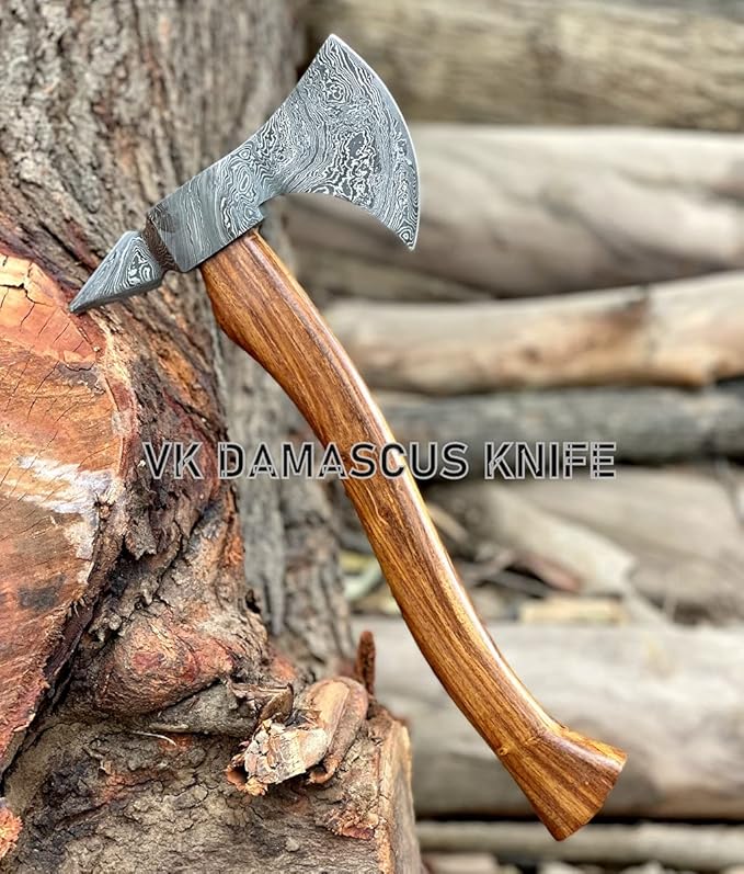 Hatchet Axe, Damascus Axe with Sheath, Tomahawk Axe, Thowing Axe for Wood Cutting, 16 Inch Camping Hatchet with Sheath Ax-2217
