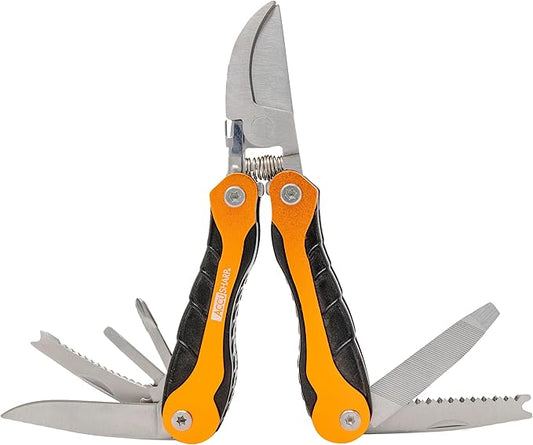 AccuSharp Sportsman's 11-in-1 Multitool with H& Pruner/Clippers, Portable, Foldable & Compact Multipurpose Tool Shear for Outdoor Use, Gardening, Hunting, Fishing, Hiking, Survival & Camping