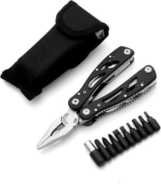 All In One Tool Multitool Needle Nose Plier, Stripper,Bottle Opener,Can Lifter,Cross Screwdriver,Knife,Saw Blade,File, Slotted Screwdrive For Outdoor, Survival, Camping, Hunting and Hiking