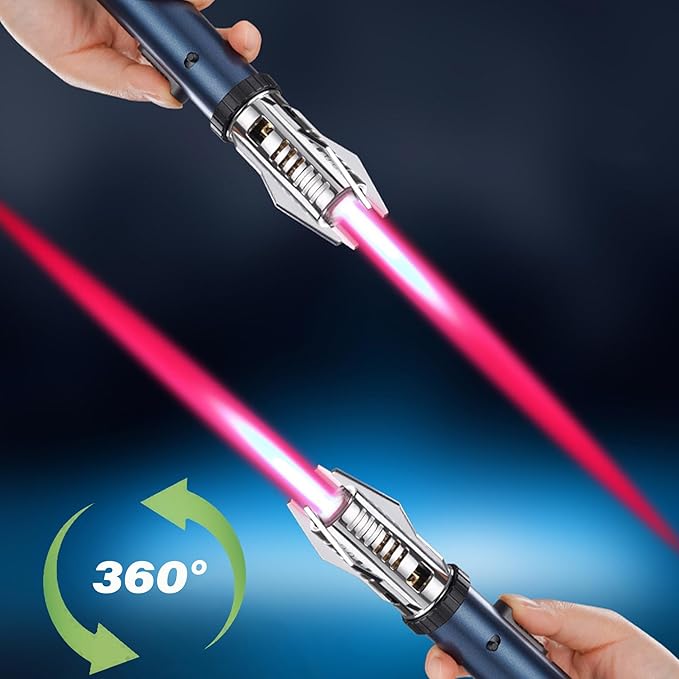 Large Butane Torch Lighter, Windproof Jet Flame Lighters, Flame Adjustable & Refillable, Cool Lighter with Flame Switch Lock.(Butane Not Include)