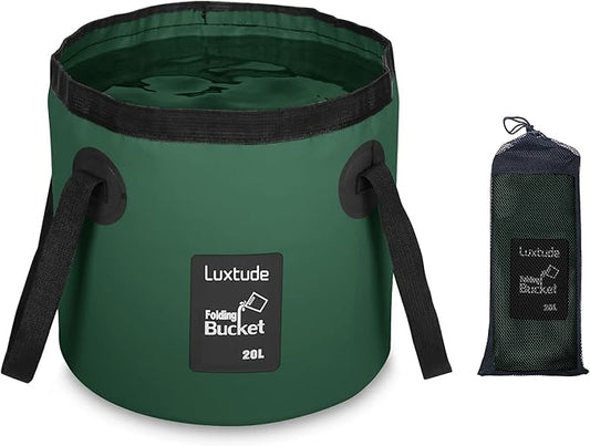 Luxtude Collapsible Bucket with Handle, 5 Gallon(20L), Portable & Ultra Lightweight Outdoor Basin Bucket, Folding Bucket for Fishing, Camping, Hiking