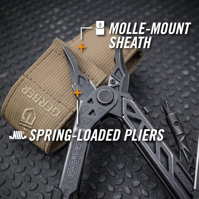 Gerber Gear Center-Drive Multitool - Needle-Nose Pliers, 3.25" Blade & Center-Axis Bit Driver, Magnetic Flathead, Phillips Bits, Sheath - Made in USA