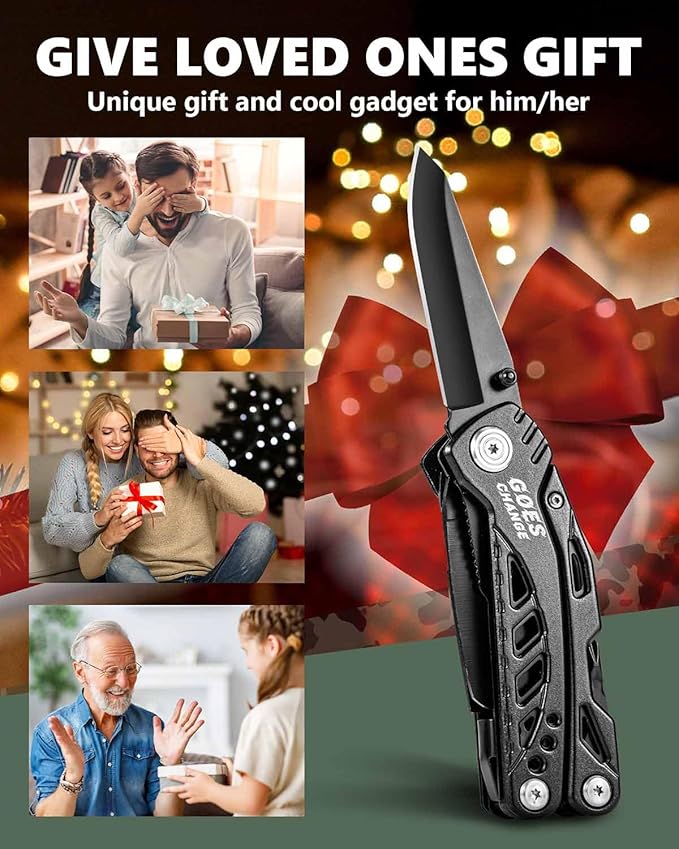 Multi-Tool Pliers with Safety Locking System and Sheath - Portable Pocket Knife Set with Belt Clip for Outdoors, Survival, Camping, Fishing, Hunting