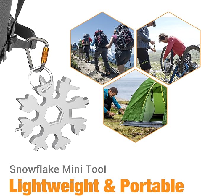 Gifts for Men, Stocking Stuffers for Men, 18 in 1 Snowflake Multitool, Christmas Gifts for Men, Gfits for Dad, Dad Gifts for Men Who Want Nothing, Cool Gadgets for Mens Gifts, Camping Essentials