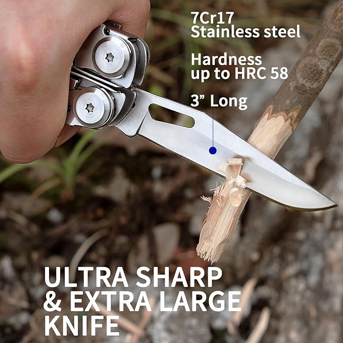 Multitool, 29-in-1 Multitool Pliers with Replaceable Wire Cutters and Saw, Heavy-duty Stainless Steel Multitool Set and Nylon Sheath for Camping Survival multitool for Man