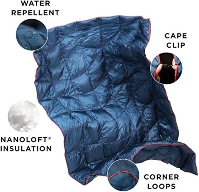 Rumpl The NanoLoft Puffy Blanket | Indoor Outdoor Camping Blanket for Traveling, Picnics, Beach Trips, Concerts | 38" x 52" | Crisp Fade, Travel