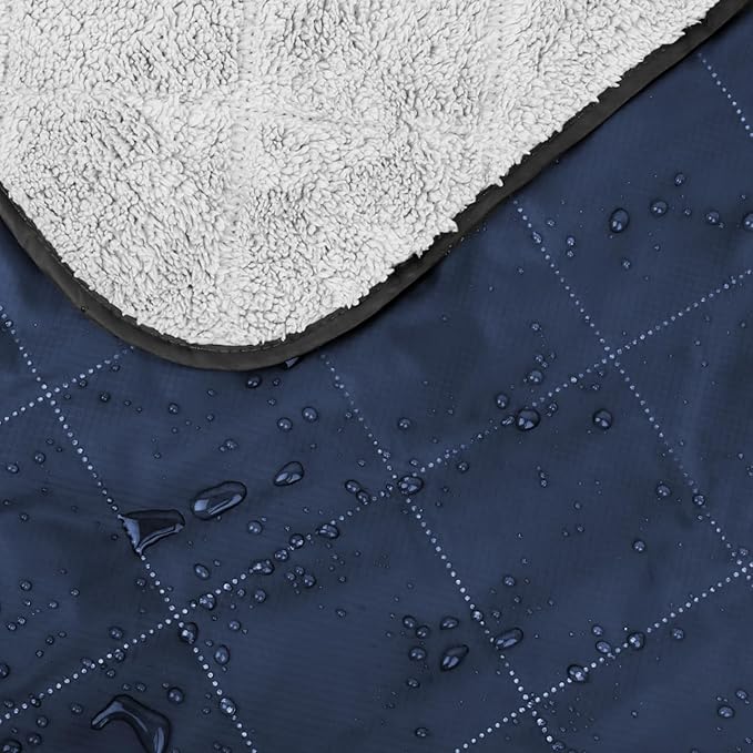 DUKUSEEK Outdoors Waterproof Stadium Blanket with Hood, 79”x 59” Sherpa Fleece Camping Windproof Blankets for Boat, Traveling, Camping, Football, Dogs, Outdoor Sporting Events-Machine Washable