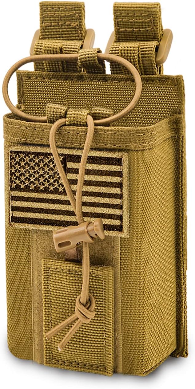 Molle Radio Pouch Holster Tactical Holder Duty Belt Accessories Military Heavy Bag for Two Ways Walkie Talkies Adjustable Storage with 1 Pack Patch
