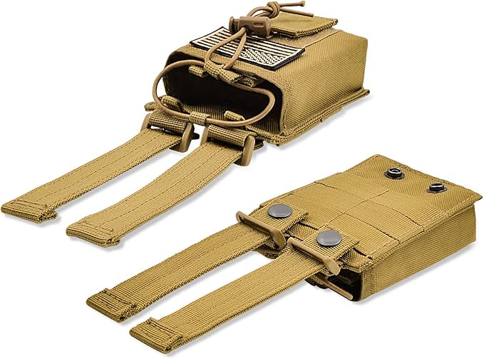 Molle Radio Pouch Holster Tactical Holder Duty Belt Accessories Military Heavy Bag for Two Ways Walkie Talkies Adjustable Storage with 1 Pack Patch