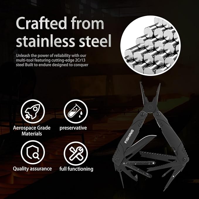 POSEIDON Series 15-P Multitool Fishing Pliers with Premium Saw Wire Nozzle, Saw,juvenile fish ruler,fishing line cutter