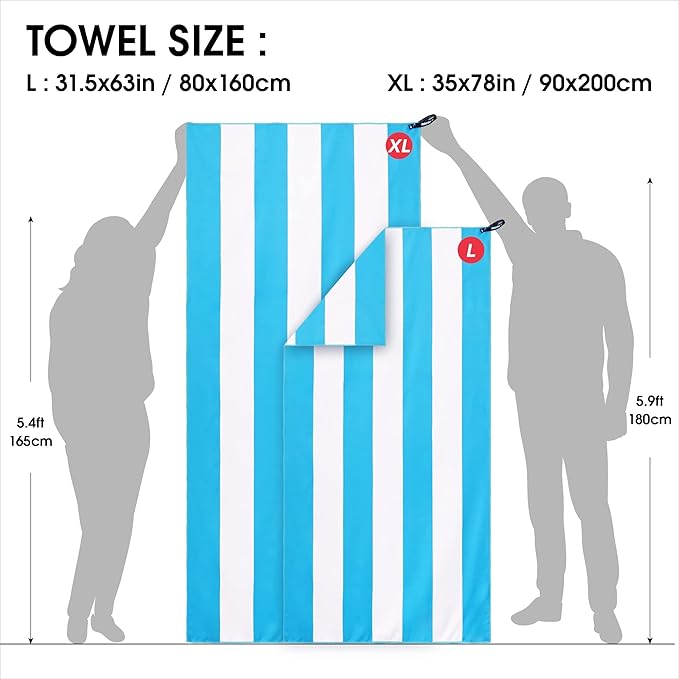 4Monster Microfiber Beach Towel Quick Dry,Super Absorbent Lightweight Travel Towel for Swimmers, Sand Free Camping Towel, Beach Towels for Pool, Swim, Water Sports,Yoga,Gym,Backpacking