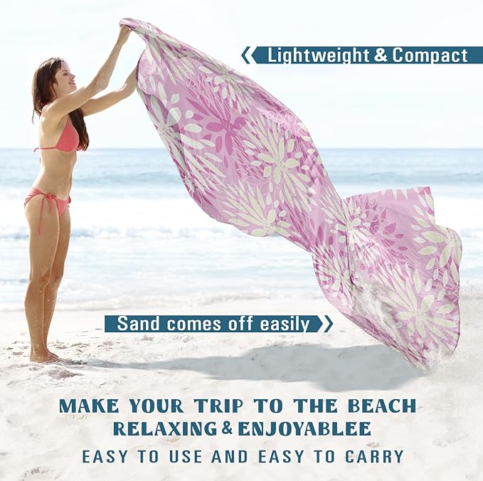Beach Blanket Sandproof Waterproof 78''×81''1-5 Adults Oversized,Compact Lightweight Durable Beach Mat for Travel Camping Hiking Picnic Blanket