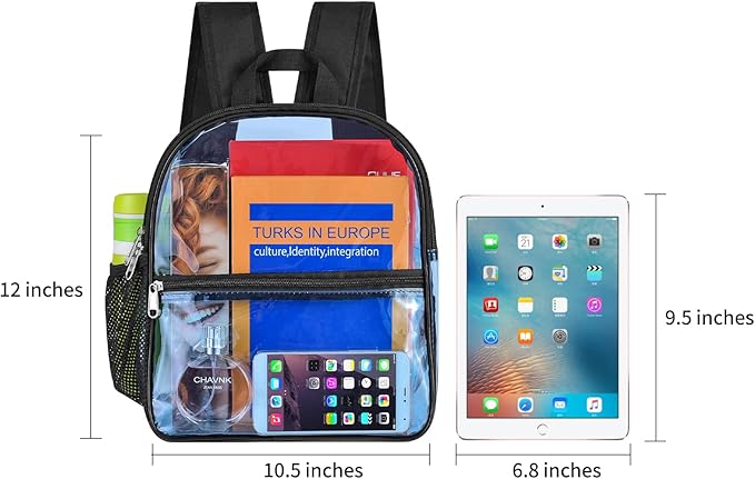 USPECLARE Clear Backpack for Stadium Approved 12×6×12, Water proof Clear Bag for Stadium Events and Concert Work Sport Event