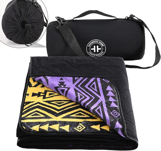HORIMOTE HOME Outdoor Waterproof Camping Blanket, Extra Thick Flannel Fleece Warm for Cold Weather, Windproof Aztec Blankets Foldable for Stadium Picnic Dog Pet Car (Maya)