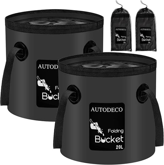 AUTODECO 5 Gallon Collapsible Bucket Water Container Portable Wash Basin for Fishing Camping Car Washing Hiking 20L