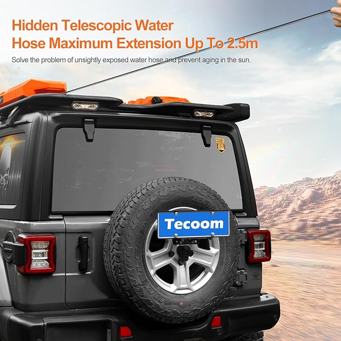 Tecoom 8 Gallon Pressurized Water Tank for Camping Shower Portable Off-Road Vehicles Pick up Truck SUV RV Water Storage Tank for Overlanding Road Shower Outdoor Activities Water Supply, Orange