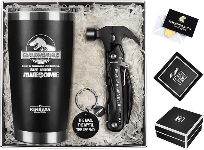 Birthday Gifts for Grandpa-Fathers Day Best Gifts for Grandpa Christmas gift Basket from grandchildren Unique Gift SetIdeas for Papa Men Him Great Presents Stocking Stuffers, All in One Hammer Multitool