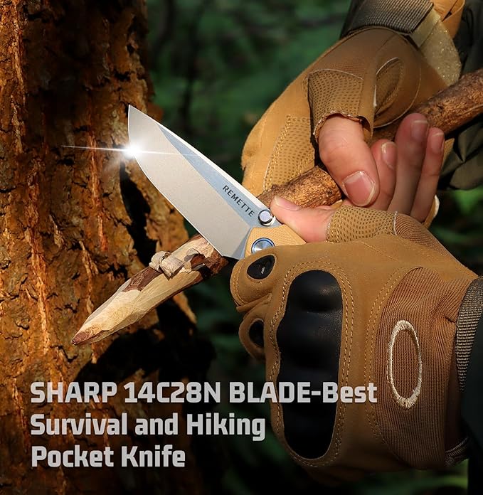 Wild Species Tactical Folding Knife,14C28N Blade 3.55" G10 Handle,Front Flipper EDC Knives with Thumb Studs Opener,Outdoor Camping Hiking Knife